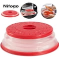 thumbnail image 2 of Foldable Microwave Cover With Sieve For Fruit And Vegetables, Microwave Cover, Diameter 27 Cm, Height 8.5 Cm, Dishwasher Safe Accessory, Bap Free And Non-Toxic， Red, 2 of 7