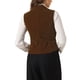 thumbnail image 3 of Chaleco sin mangas de terciopelo para mujer Allegra K, blazer con botones, color café, 3 of 5