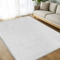 thumbnail image 4 of White 5x7 Area Rugs, Farmhouse Burlap Solid White Color Modern Linen Texture Non-Skid Rubber Backing Large Rectangle Rugs - Living Room Bedroom Home Office, Indoor Floor Mat Carpets Washable Rug, 4 of 9
