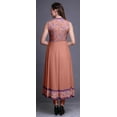 thumbnail image 4 of Bimba Dark Peach Orange Floral Printed Women Designer Mandarin Collar Anarkali Dress Indian Ethnic Kurta Large, 4 of 6