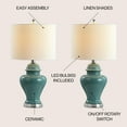 thumbnail image 4 of JONATHAN Y Qin 22" Ceramic/Iron Classic Cottage LED Table Lamp, Jade Green (Set of 2), JYL6602A-SET2, 4 of 7