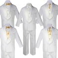 thumbnail image 1 of Baby Teen White Satin Shawl Lapel Suits Tuxedo MUSTARD Satin Bow Necktie Vest, 1 of 5