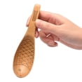 thumbnail image 2 of Cuillère en Bois Résistante à la Chaleur Sculptée à la Main Style Japonais Petite Cuillère à Riz en Forme de Poisson Outils de Cuisine, 2 of 5