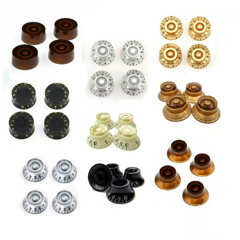  Taiss 4Pcs Guitar Knobs,Amber Top Hat Bell Style