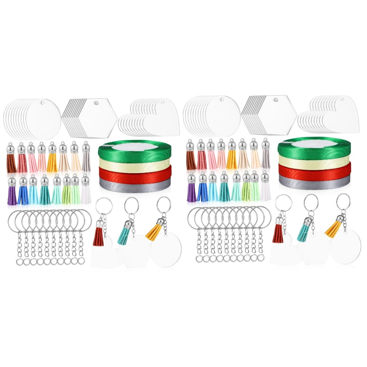 LITINKIMI Clear Acrylic Keychain Blanks with Tassels for Crafting Assorted Color