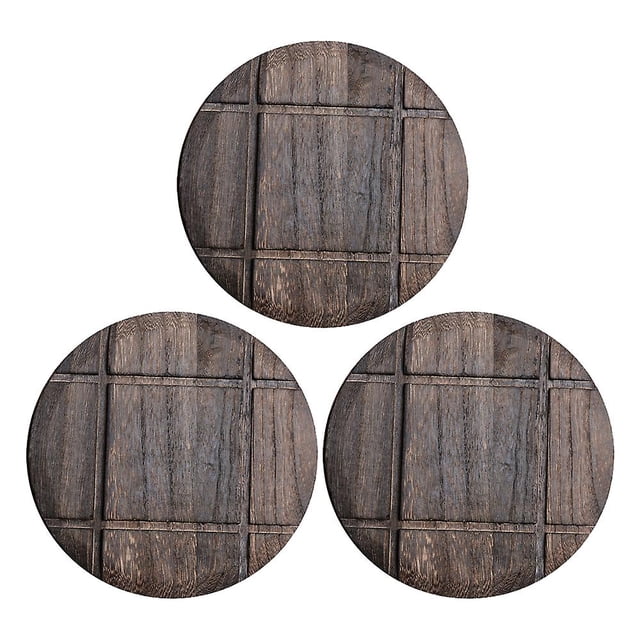 19cm Paquete de 3 salvamanteles de madera para platos calientes, ollas y sartenes, salvamanteles rústicos de madera, almohadilla aislante decorativa para encimeras, redondo de 19cm