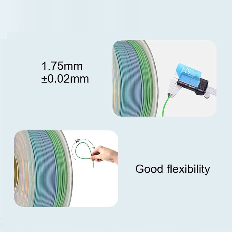 3D Printer PLA Filament Multicolor Silk Gradient Change 1.75mm Printing Material 1kg Spool for Most 3D Printer and 3D Pen