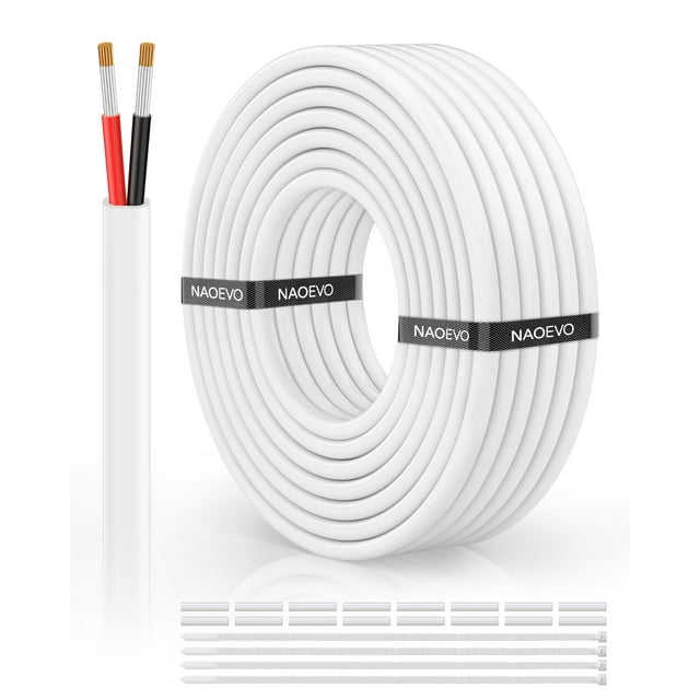 Cable eléctrico NAOEVO, calibre 12, 2 conductores, 12 AWG, 30 pies