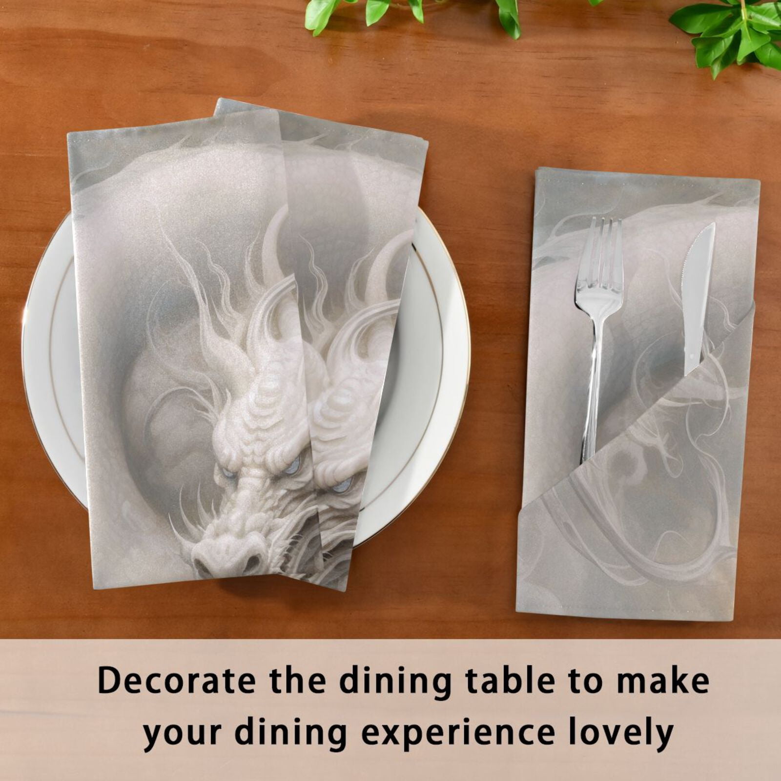 JSTEL Chinese Dragon Cloth Napkins Set of 6, 20x20 Inch Washable and Reusable Napkin for Decoupage Dinner Party Everyday Use