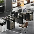 thumbnail image 4 of Bestier Bureau d'Ordinateur avec Tiroirs Prise de Courant 60 Pouces Bureau de Bureau Bureau à Plateau Relevable, Gris, 4 of 10