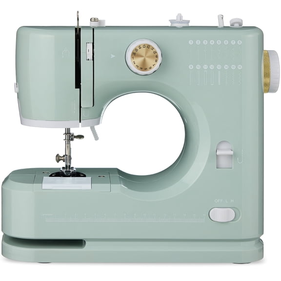 Best Choice Products 55-Piece Sewing Machine Kit for Beginners, w/ 16 Stitch Patterns, Double Stitching - Sage/Gold