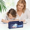 thumbnail image 6 of 1pc 5-Layer Pencil Case, Large Capacity Pencil Pouch w/Pen Loop Holder, Front Pockets & Detachable Mesh Bag, Holds up to 100+ Pens & 20cm Ruler, Lucky Stationery Pouch for Classroom, Blue/Astronaut, 6 of 8