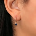 thumbnail image 4 of Gem Stone King 14K Yellow Gold Blue Sapphire Dangle Drop Endless Hoop Huggie Small Earrings for Women (0.70 Cttw, 20MM Length, Gemstone September Birthstone, Round 4MM), 4 of 4