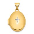 thumbnail image 1 of 14k Yellow Gold Diamond Oval Locket Pendant Charm, 1 of 7