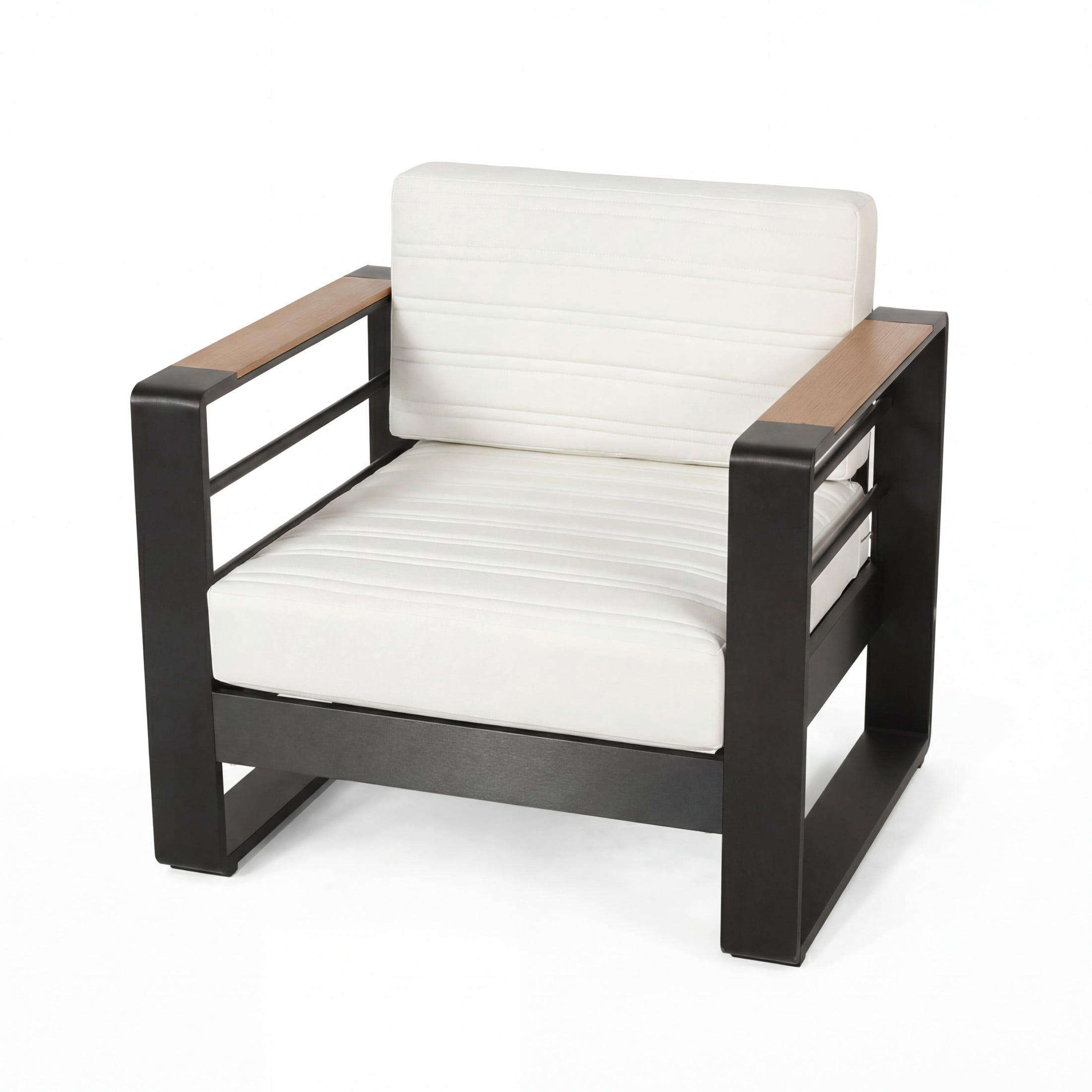 Christopher Knight Home Outdoor Club Chair, Aluminum Frame with Water-Resistant Cushions, Black