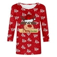 thumbnail image 4 of Womens Long Sleeve Tops Shirts Christmas Print Casual 7 Button Festive Holiday Season Fall Clothes for Women Tees Blouses M, 4 of 5