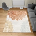 thumbnail image 2 of Flora Turkish Area Rug, South Mandala Design Vibrant Color Ornamental Illustration, Soft Carpet for Living Room Decor with Distressed Look, 4' X 5.7', Ginger Camel, by Ambesonne, 2 of 4