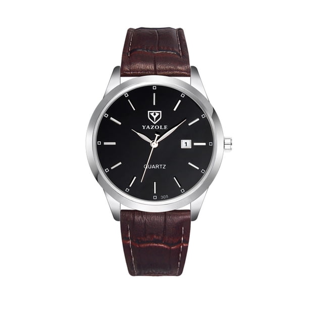 Reloj para hombre, correa de cuero noctilucente, reloj de pulsera de cuarzo analógico, calendario para caballeros, reloj impermeable kenally EL1972-04