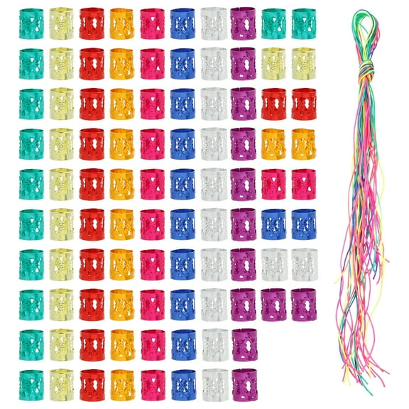 120pcs Hair Accessory Colorful Metal Hair Cuffs Hair DIY Braiding String
