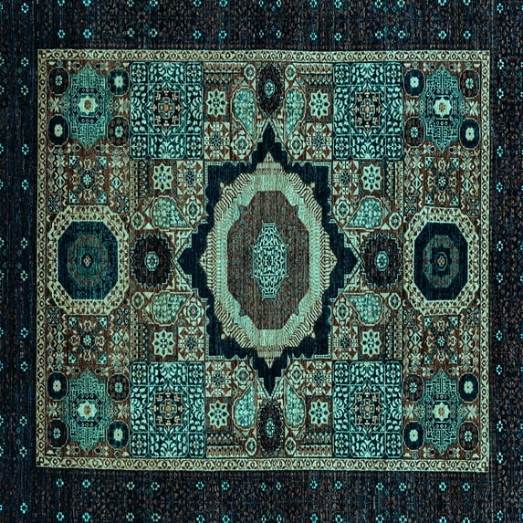 Ahgly Company Indoor Square Abstract Light Blue Modern Area Rugs, 4' Square