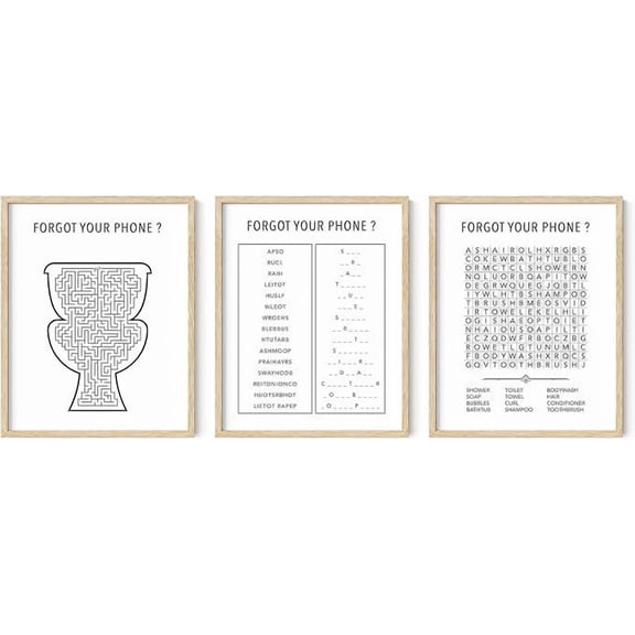 HAUS AND HUES Funny Bathroom Decor Wall Art - Set of 3 Funny Bathroom Signs, Bathroom Prints & Wall Art for Bathrooms, Funny Toilet Signs Funny Bathroom Art (Framed Beige 11x14)