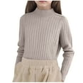 thumbnail image 2 of Lopecy-Sta Kids Turtleneck Sweater Long Sleeve Solid Color Knit Top, 0-13Y Boys Girls Casual Comfortable Base Layer Pullover for Autumn Winter Khaki, 2 of 6
