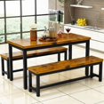 thumbnail image 3 of Stmoze 43.3" Dining Table Set for 4, Kitchen Dining Table with 2 Benches, 3 Pieces Dining Room Table Set with Metal Frame, Dining Bench Set for Kitchen, Restaurant, Rustic Brown, 3 of 7