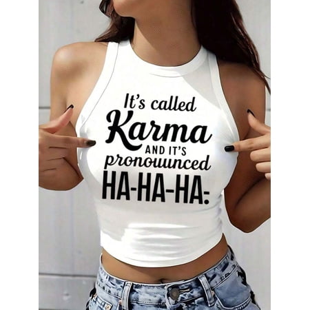 Funny Sarcasm Graphic Crop Tank Top - White, 1 Pack