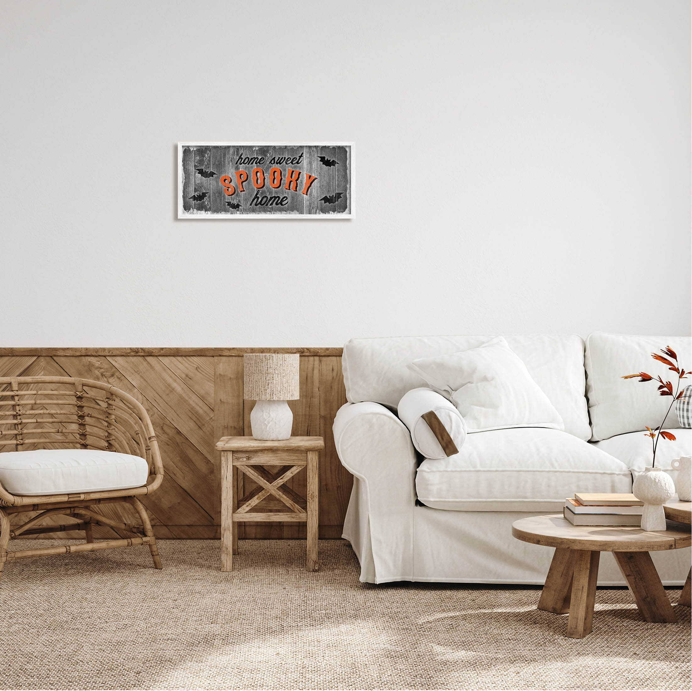 Stupell Industries Sweet Spooky Home Sign Graphic Art White Framed Art Print Wall Art, Design by Natalie Carpentieri
