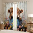 thumbnail image 2 of Feelyou Kawaii Brown Cow Blackout Curtains Set of 2 (52x84 Each) for Kids, Rustic Groovy Floral Window Curtains, Cute Cartoon Farm Animal Curtains and Drapes, Blackout Curtains Bedroom Decor, 2 of 6
