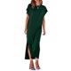 thumbnail image 5 of Lucakuins - Vestido de playa informal de verano para mujer, color sólido, manga corta de murciélago, cuello redondo, vestido dividido Lucakuins  moda, 5 of 8