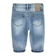 thumbnail image 2 of KIDSCOOL SPACE Infant Jeans,Baby Toddler Elastic Band Inside with D-ring Distressed Soft Denim Pants,Light Blue,12-18 Months, 2 of 6