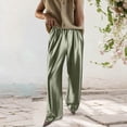 thumbnail image 2 of Womens Silk High Waist Casual Pants Flowy Wide Leg Trousers with Tapered Fit Comfortable Loungewear Full Length Army Green L, 2 of 4