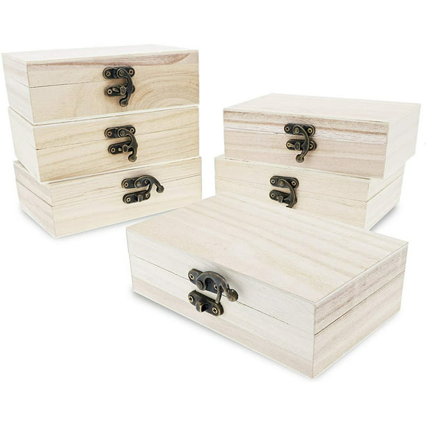 6 Pack Unfinished Wooden Jewelry Box