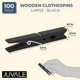 thumbnail image 6 of 100 Pack Wooden Clothespins for Hanging Laundry, Crafts, Photos (Black, 4 In), 6 of 10