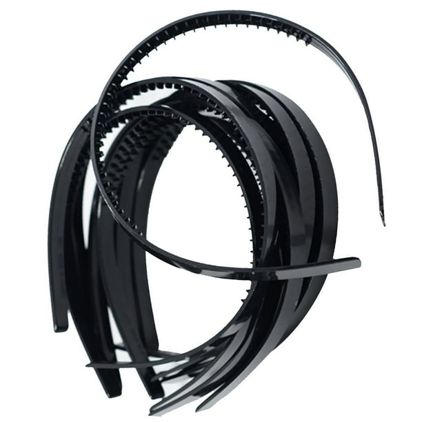 10 diademas de plástico flexibles para el cabello, color negro.