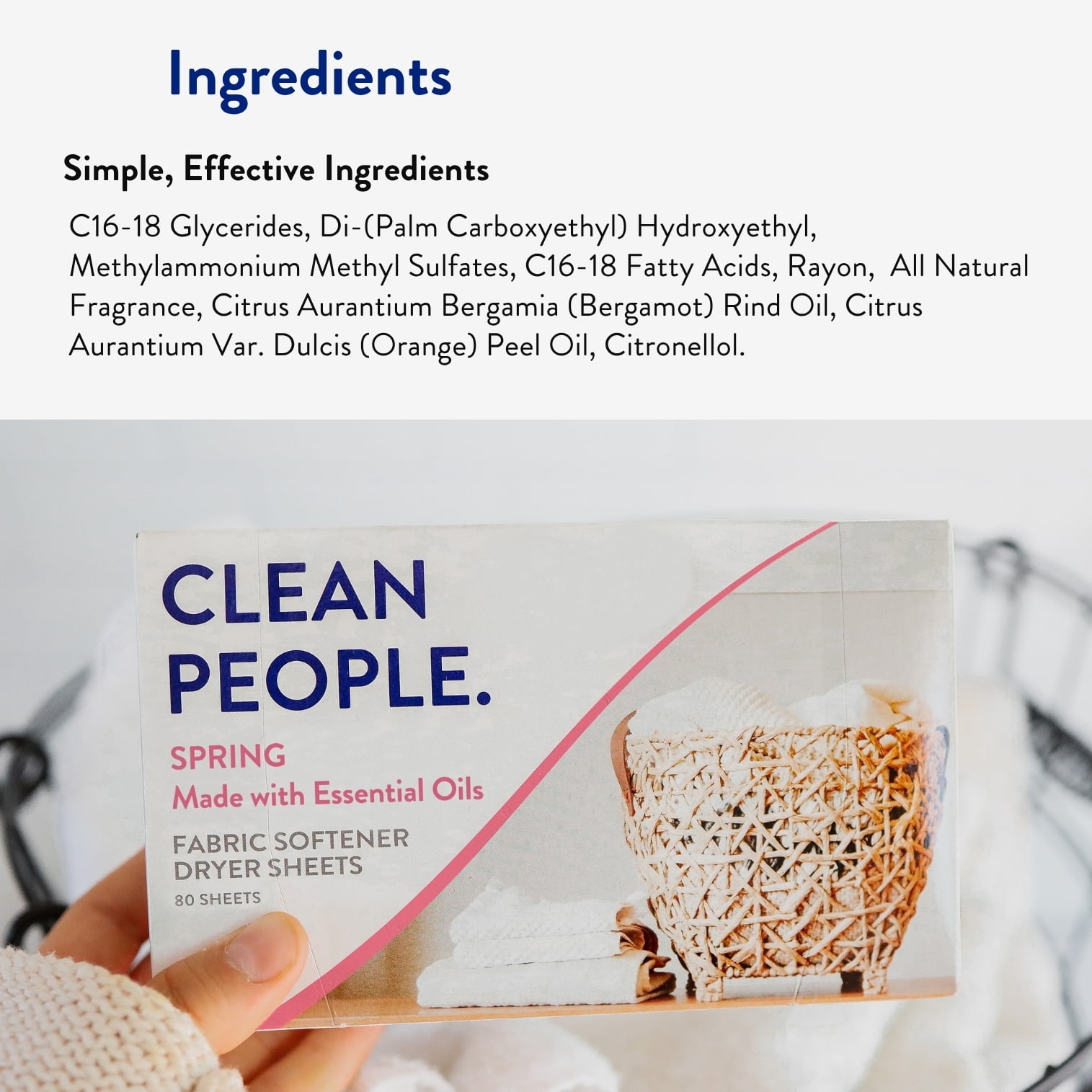 Clean People Spring Fabric Softener Dryer Sheets - Removes Static Cling - Vegan - 240 Pack