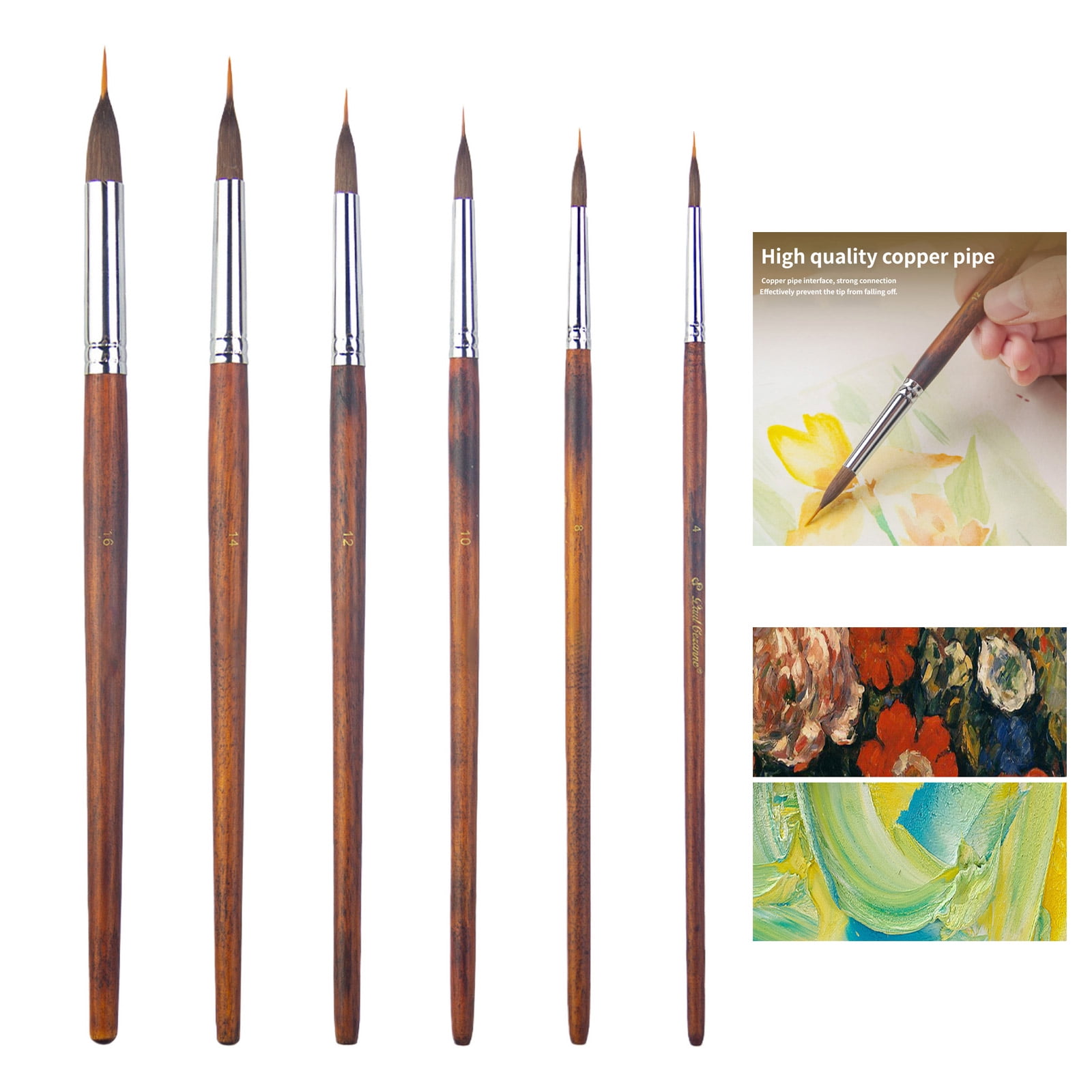 Multipurpose Detail Paint Brush Wooden Handle Miniature Brush for Watercolor Acrylic Gouache Oil and Face Painting