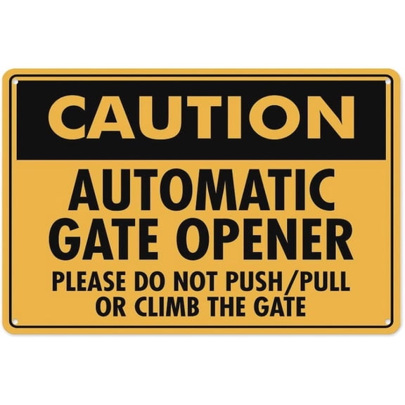 Caution Automatic Gate Opener Please Do Not Push Pull Sign 8"x12" - Aluminum Tin Warning for Home Outdoor Garden, Durable Safety Decor for Driveway