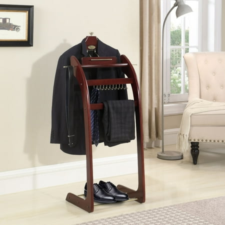 Built In Coat Closet VL16158 Windsor Signature Valet Dark Mahogany with Brass Hardware, built in tie rack, detachable hanger for easy access ()