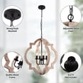 thumbnail image 2 of UHG 4-Light Orb Chandelier, Rustic Farmhouse Candle Flush Mount Ceiling Light Fixture, Handmade Wood Pendant Lighting for Dining&Living Room Bedroom Hallway Kitchen Island Foyer Closet, 2 of 6