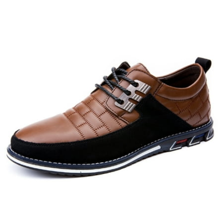

Men Leather Shoes Fashion Lace Up Flat Thick Warm Sneakers Daily Shoes 46