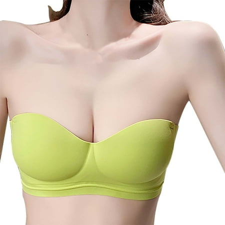 Clearance! HCURIBAD Strapless Bras for Women Big Bust Convertible Bra for Heavy Breast Strapless Carpet Supportive Underwire  Wireless Bras for Women Push up Bra Backless Bra Bras for Women Green L