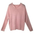 thumbnail image 5 of ManxiVoo Womens Casual Knitted Pullover Top with Hood Comfortable Loose Fit Sweater for Everyday Fall Fashion 2025 XXL Size Pink, 5 of 5