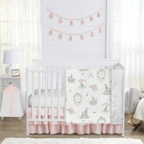 Sweet Jojo Designs Bunny Floral Pink Grey and White 4 Piece Crib Bedding Set