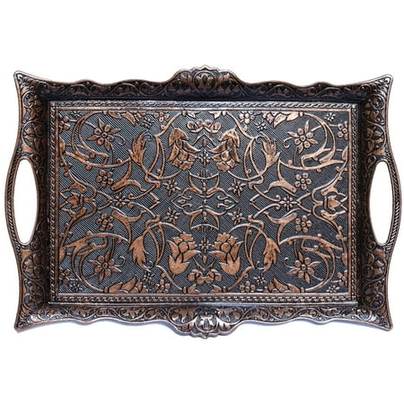 

Alisveristime Turkish Ottoman Coffee Tea Beverage Serving Square Tray (Copper)