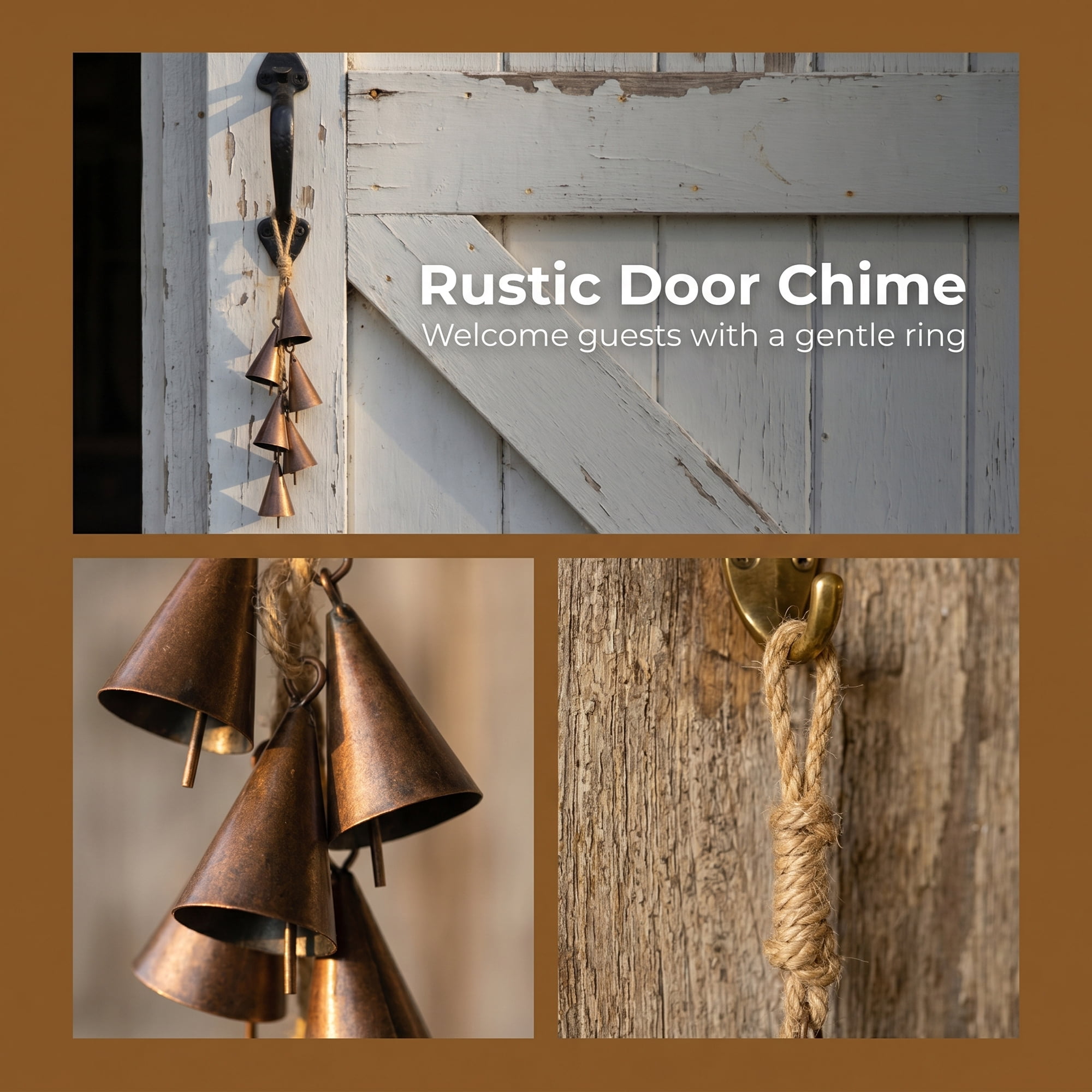 Unique Bargains Protection Rustic Iron Hanging Bell Red Bronze 0.9" x 0.9" x 12.6"