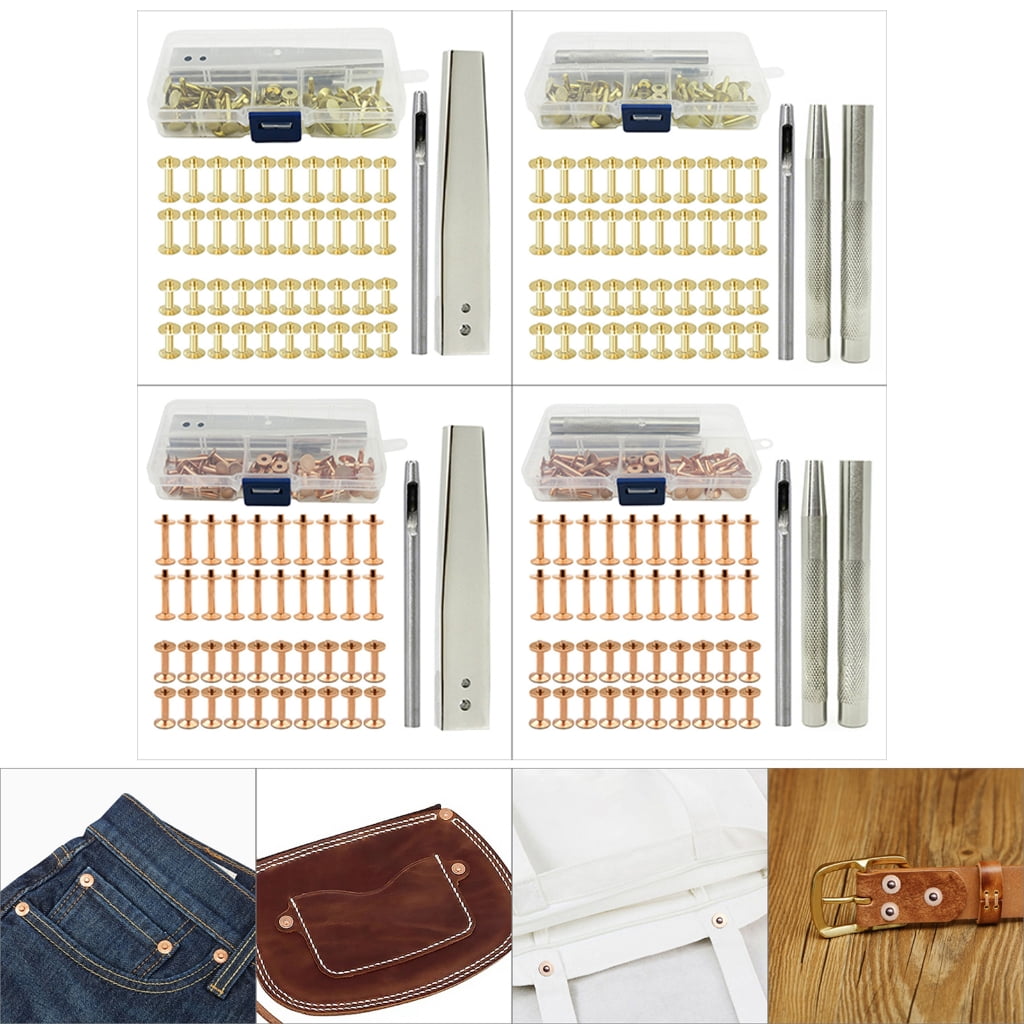 40 Sets Rivets and Burrs with 3.5 Rivet Punch Tool and Install Setting Tool for Leather Belt, Wallets, Handbags, Rope