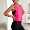 thumbnail image 6 of Mnuaqn Athletic Tank Tops for Women Twist Knot Cut Out Side Slit Crop Tops Yoga Workout Loose Fit Sleeveless T-Shirts (Hot Pink, S), 6 of 9