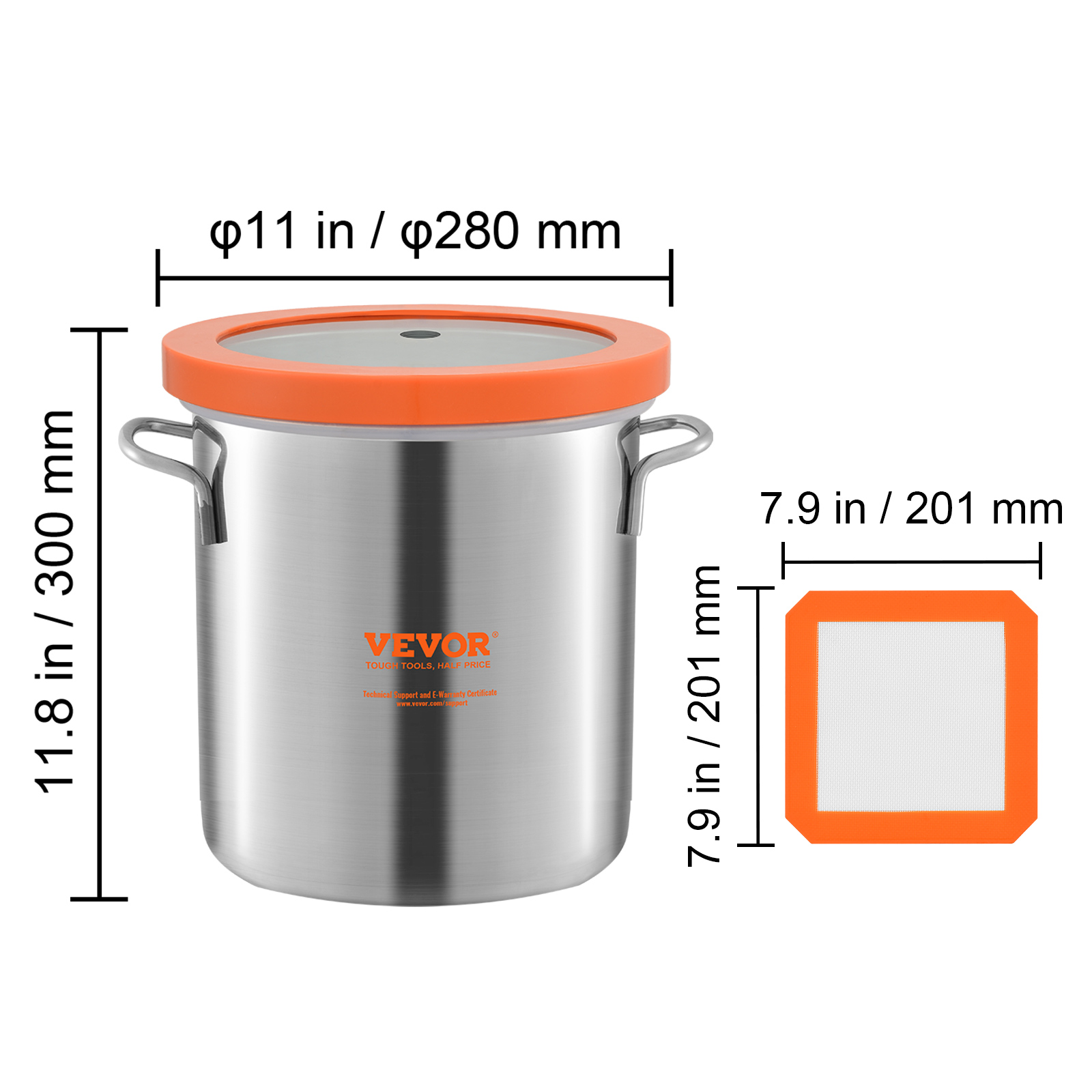 VEVOR 5 Gallon Vacuum Chamber, Upgraded Tempered Glass Lid Vacuum Degassing Chamber, 304 Stainless Steel Chamber, for Stabilizing Wood, Resin Degassing, Silicone Degassing and Plaster Degassing